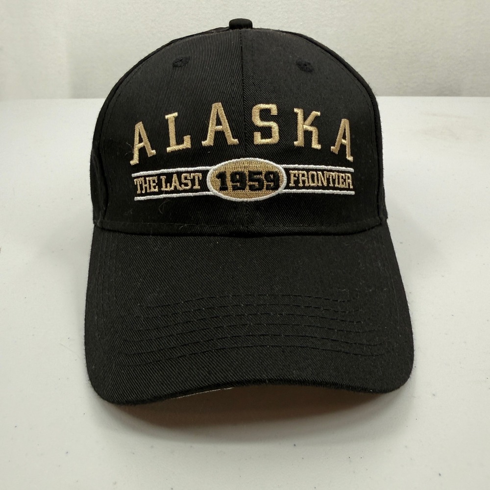 Alaska The Last Frontier Baseball Hat Mens OSFM Black Embroidered Adjustable Cap